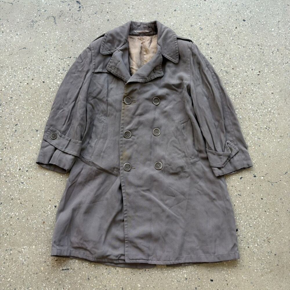Vintage 50s Tan Gabardine Double Breasted Overcoat